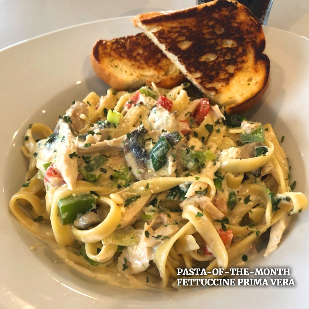 Pasta of the Month - Fettuccine Prima Vera - Divots Restaurant - Innisfail, Alberta